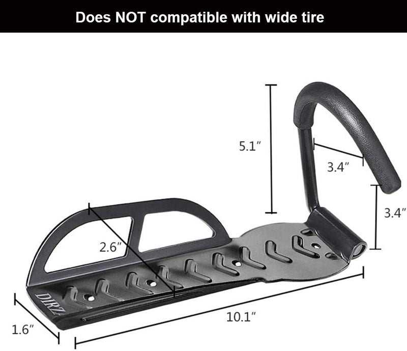 Dirza Bike Rack Garage Wall Mount Bike Hanger Storage System Vertical Bike Hook for Indoor Shed - Easily Hang/Detach - Heavy Duty Holds up to 65 lb with Screws Black - Image 3